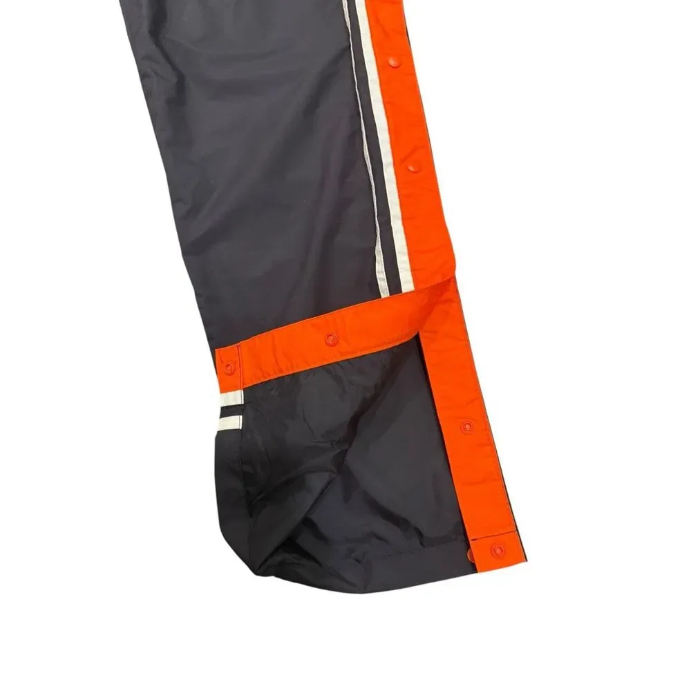 NWT Vintage Holloway Side Snap Athletic Track Pants Orange/Black Nylon Size Larg
